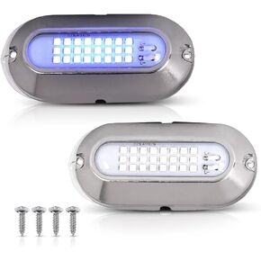PIT66 LED Pontoon Boat Docking Light Bright White Housing Marine Boat Light 12V White&Blue Lighting 2 Pcs