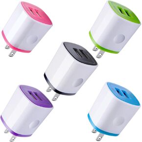 USB Charger Wall Plug, iPhone Charger Box,AndHot 5Pack Home Travel 2.1Amp Dual Port Fast Wall Charger Quick Charging Block Cube Brick for iPhone 16 15 14 13 12 Pro Max XR X 8 7 6,iPad,Samsung,Android