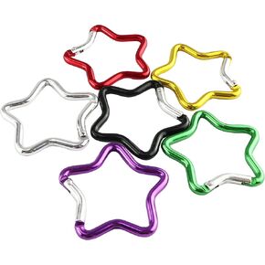 SWATOM Aluminum Star Shape Carabiner Clip Spring Snap Hook Keyring Carabiners Keychains Outdoor Accessories (2 Inch)