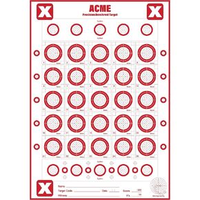 Acme Precision Benchrest Targets 22lr - X-Shot Scoring Software Compatible - 50 Pack, Red