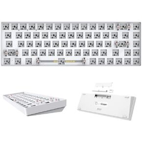 CIY GK68 Dual Mode Wireless Hotswap Keyboard Kit, DIY 65% Keyboard, Bluetooth 5.0/2.4G Wireless, Replaceable MX Switch 5Pin/3Pin, ABS Shell,Metal Positioning Plate, Sound Insulation Mat(White)