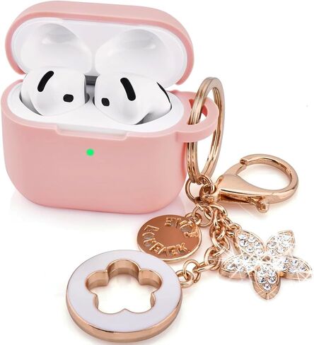Case for Airpods 4 Generation Case Cover, Soft Silicone iPods 4 Earbuds Case with Girl Bling Keychain for Airpod iPods 4th Generation (Pink) in Saudi Arabia