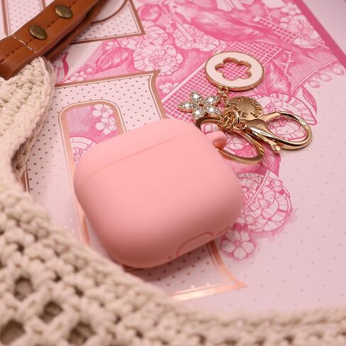 Case for Airpods 4 Generation Case Cover, Soft Silicone iPods 4 Earbuds Case with Girl Bling Keychain for Airpod iPods 4th Generation (Pink) in Saudi Arabia
