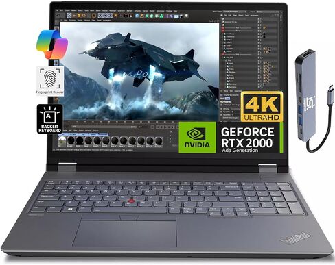 محطة عمل محمولة Lenovo ThinkPad P16 Gen 2 (16 بوصة 4K 100% DCI-P3، Intel 20-Core i7-14700HX، 128GB DDR5، 4TB SSD، NVIDIA RTX 2000 Ada 8GB) كمبيوتر محمول للمهندس، المصمم، المهندس المعماري، IST HUB، Win 11 برو in Saudi Arabia