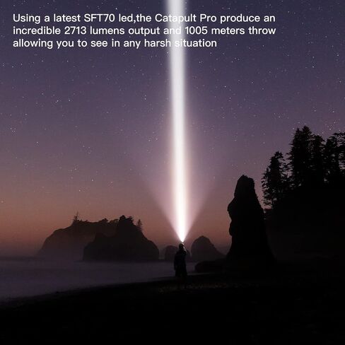 ThruNite Catapult Pro Rechargeable Flashlight, SFT70 LED, 1005 Meters Throw, 2713 High Lumens Bright Searchlight, Long Beam Distance Spotlight for Hiking, Camping, and Hunting - CW in Kuwait