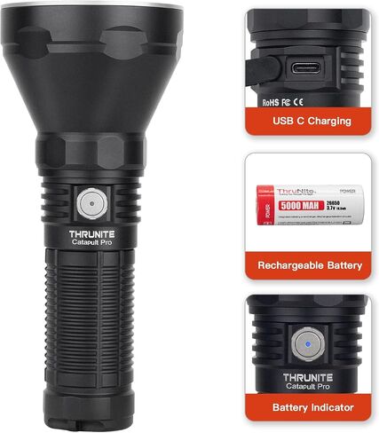 ThruNite Catapult Pro Rechargeable Flashlight, SFT70 LED, 1005 Meters Throw, 2713 High Lumens Bright Searchlight, Long Beam Distance Spotlight for Hiking, Camping, and Hunting - CW in Kuwait