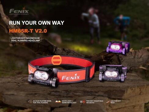 Fenix HM65R-T V2.0 Running Headlamp, 1600 Lumen White Light and Warm White Dual Beams, USB-C Rechargeable, Lightweight Long Runtime for Trail Running, with LumenTac Organizer (Black) in Kuwait