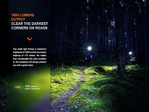 Fenix HM65R-T V2.0 Running Headlamp, 1600 Lumen White Light and Warm White Dual Beams, USB-C Rechargeable, Lightweight Long Runtime for Trail Running, with LumenTac Organizer (Black) in Kuwait