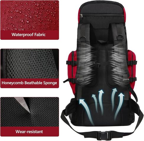 حقيبة ظهر كبيرة للتخييم والمشي لمسافات طويلة سعة 90 لتر مع غطاء للمطر، حقيبة ظهر عسكرية مقاومة للماء (أزرق داكن) in Kuwait