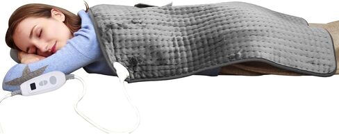 Ruqiji 17''x33'' XXXL King Size Heating Pad with 120 Minutes Auto Shut Off&6 Temperature Settings, Flannel Electric Heating Pad/Pain Relief for Back/Neck/Shoulders/Menstrual Pain/Leg Cramp (Dark Blue) in Saudi Arabia