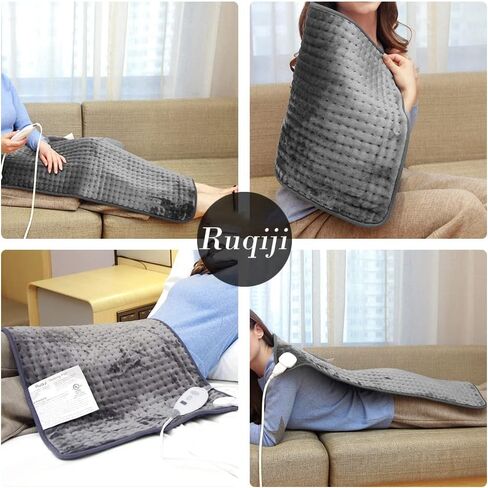 Ruqiji 17''x33'' XXXL King Size Heating Pad with 120 Minutes Auto Shut Off&6 Temperature Settings, Flannel Electric Heating Pad/Pain Relief for Back/Neck/Shoulders/Menstrual Pain/Leg Cramp (Dark Blue) in Saudi Arabia