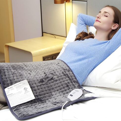 Ruqiji 17''x33'' XXXL King Size Heating Pad with 120 Minutes Auto Shut Off&6 Temperature Settings, Flannel Electric Heating Pad/Pain Relief for Back/Neck/Shoulders/Menstrual Pain/Leg Cramp (Dark Blue) in Saudi Arabia