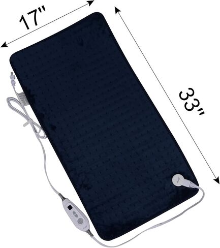 Ruqiji 17''x33'' XXXL King Size Heating Pad with 120 Minutes Auto Shut Off&6 Temperature Settings, Flannel Electric Heating Pad/Pain Relief for Back/Neck/Shoulders/Menstrual Pain/Leg Cramp (Dark Blue) in Saudi Arabia