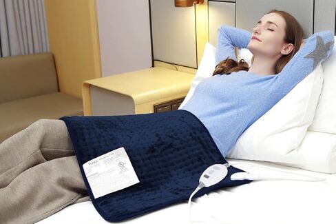 Ruqiji 17''x33'' XXXL King Size Heating Pad with 120 Minutes Auto Shut Off&6 Temperature Settings, Flannel Electric Heating Pad/Pain Relief for Back/Neck/Shoulders/Menstrual Pain/Leg Cramp (Dark Blue) in Saudi Arabia