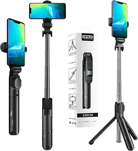 Selfie Stick Tripod with Remote, Mini Portable Bluetooth Travel Cell Phone Tripod Stand Compatible for iPhone 13/13 Pro/12/11/11 Pro/XS Max/XS/XR/X/8/7, Galaxy, Google Smartphone (2024 Version) in Kuwait