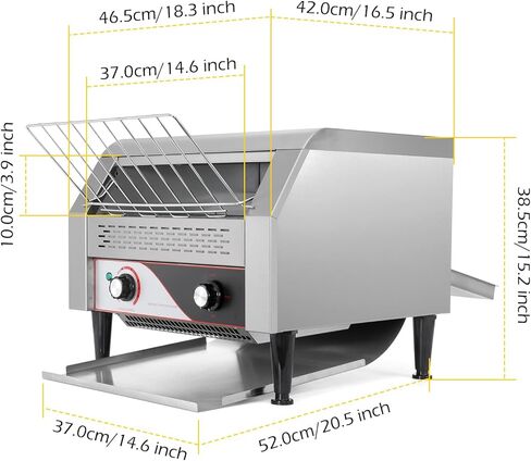 Dyna-Living Commercial Toaster 450 Slices/Hour Commercial Conveyor Toaster for Restaurant 2600W Industrial Toaster Conveyor, Commercial Restaurant Toaster for Bun Bagel Bread in Saudi Arabia