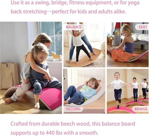 Ultimate Balance Board Kids - Natural Wood Wobble Board for Kids, Montessori Waldorf Toy, Ideal Gift for Ages 3-8; Perfect for Balance Boards for Adults, Physical Therapy & Indo Board Exercises in Kuwait