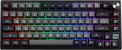 EPOMAKER TH80 SE Gasket 75% لوحة مفاتيح ميكانيكية، NKRO Hot Swappable RGB 2.4 جيجا هرتز/ بلوتوث 5.0/ لوحة مفاتيح ألعاب سلكية مع رغوة Poron/EVA، بطارية 4000 مللي أمبير في الساعة (أسود فضي، مفتاح خطي ويستريا) in Saudi Arabia