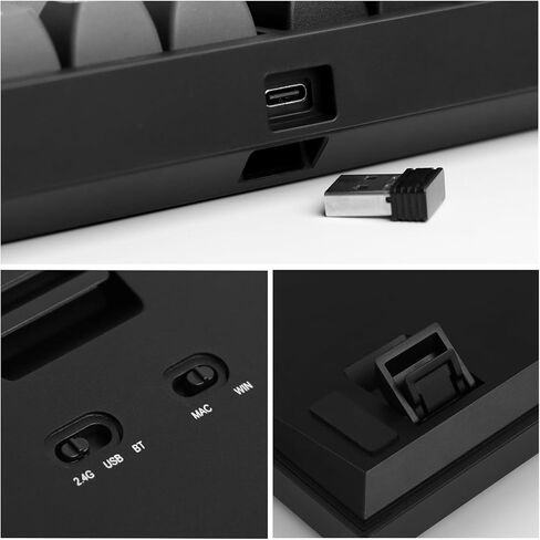 EPOMAKER TH80 SE Gasket 75% لوحة مفاتيح ميكانيكية، NKRO Hot Swappable RGB 2.4 جيجا هرتز/ بلوتوث 5.0/ لوحة مفاتيح ألعاب سلكية مع رغوة Poron/EVA، بطارية 4000 مللي أمبير في الساعة (أسود فضي، مفتاح خطي ويستريا) in Saudi Arabia