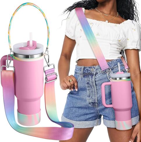 Cup Straps Carrier with Boot for Stanley 40 30 oz - Water Bottle Shoulder Handle Holder Sling in Kuwait