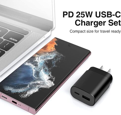 Super Fast Charger Type C, 25W USB C Wall Charger, Dual Port Fast Charging Block for Samsung Galaxy S22/S22 Ultra/S22+/S21/S21Ultra/S21+/S20/S20Ultra/Note20/Note 20Ultra/Note10+ in Saudi Arabia