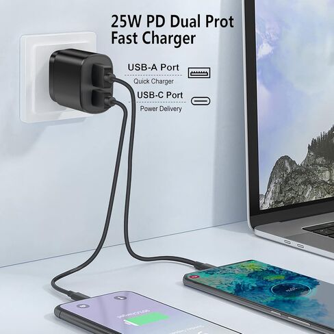 Super Fast Charger Type C, 25W USB C Wall Charger, Dual Port Fast Charging Block for Samsung Galaxy S22/S22 Ultra/S22+/S21/S21Ultra/S21+/S20/S20Ultra/Note20/Note 20Ultra/Note10+ in Saudi Arabia