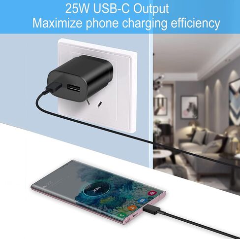 Super Fast Charger Type C, 25W USB C Wall Charger, Dual Port Fast Charging Block for Samsung Galaxy S22/S22 Ultra/S22+/S21/S21Ultra/S21+/S20/S20Ultra/Note20/Note 20Ultra/Note10+ in Saudi Arabia