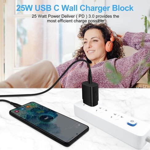 شاحن سامسونج فائق السرعة 25 وات USB C مقبس حائط من النوع C محول شاحن سريع لهاتف Samsung Galaxy A16 A15 5G/Watch 7 Ultra 6/A35/A54/S24/Z Flip6 Fold6/A14/S23/S22، iPhone 16/15، بكسل 9/8أ/7 in Kuwait