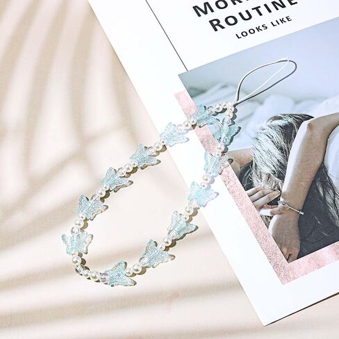 3pcs Phone Bracelet Strap for Women, Butterfly Cell Phone Wrist Strap, Beaded Phone Charm Strap, Aesthetic Y2K Cell Phone Lanyard for Camera, Key, Purse Decoration（Pink，Blue，White） in Saudi Arabia