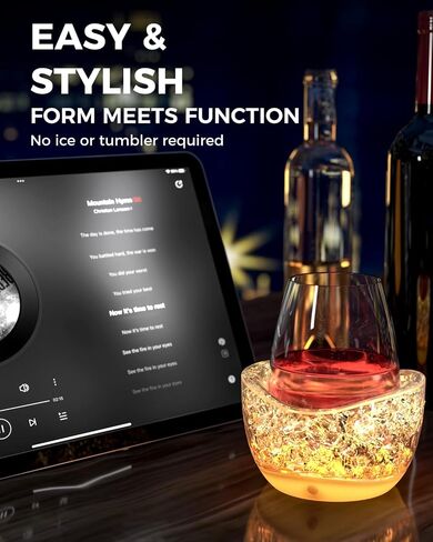 Wine Chiller for Glass Stemless Wine Glass Chiller Keeps Your Glasses of Vino Cold 10 Color Light Modes Separable Wine Essentials Accessories (White) in Saudi Arabia