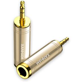 1/4 Inch 6.35mm Female to 1/8 Inch 3.5mm Male TRS Stereo Audio Jack Quarter Inch to Headphone Aux Adapter for Aux Cable, Smartphone, Laptop, Tablet, Speaker, etc. (2 Pack)