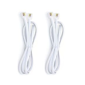 Phone Cord, 6P4C Black Phone Telephone Extension Cord Cable Line Wire RJ11 6P4C Modular Plug for Landline Telephone Modem Accessory (6ft-2 Pack-White)