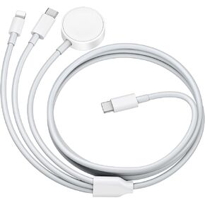 CIVPOWER USB C Watch Charger Cable Compatible for Apple Watch Series 9 8 7 6 5 4 3 2 1 SE, 3 in 1 Portable iWatch Charging Cord for Phone 14/13/12/11/Pro/Max/XS/X/Airpods/Pad Series, 4.9ft/1.5M