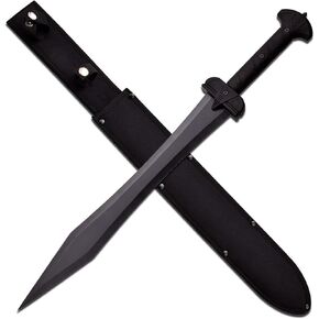 Master BladesUSA - Fantasy Short Sword - Black Oxidized Stainless Steel Blade with Black Nylon Fiber Handle, Includes Nylon Sheath, Fantasy, Collectible, Medieval - SW-1277