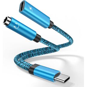 USB Type C 60W Fast Samsung Charger Power Cord & 3.5mm Headphone Adapter for Samsung Galaxy S24 S23 Ultra S22 S21 FE S20 A54 A14 A13 A53 S23+ Z Fold/Flip 5, 2 in 1 Aux Audio Earphone Jack Dongle Cable