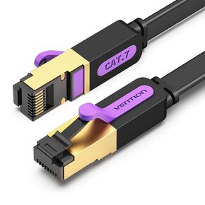 VENTION Cat 7 Ethernet Cable RJ45 Flat FTP cat7 Gold Plated High Speed Gigabit 10Gbps Shielded, and Compatible Patch Cord LAN Cable for Gaming, Computers, Modem and Routers