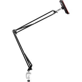 Heavy Duty Phone/Tablet Metal Holder Universal Mobile Cell Smartphone Mount Lazy Bracket 360° Rotation Gooseneck Clamp Stand Flexible Long Arm (White, 3-Section)