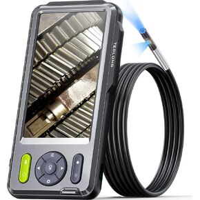 5mm Dual Lens Inspection Camera, Teslong Borescope with LED Light, HD Industrial Endoscope, 5" IPS Screen, Waterproof Video Scope Camera, Flexible Cable for Home/Automotive/Pipe/Car/Wall(16.5FT)