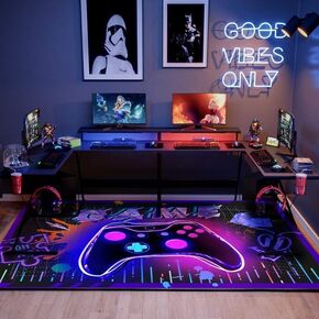 LYGLIGH Gamer Room Decor for Boys: 60"x40" Gaming Rug Gamer Rug Video Game Rug - Gaming Carpet with Game Controller and Designs Perfect for Esports Gamer Room Carpet Game Room Accessories and Decor