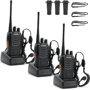 BAOFENG 888S Walkie Talkies Long Range for Adults with Earpieces,16 Channel Walkie Talky Rechargeable Handheld Radio for Cruise Hunting Skiing Two Way Radios (3Pack)