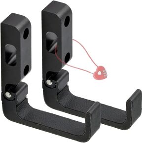 Horizontal Folding Gun Rack with Cable Lock Hole, Aluminum Shotgun Rifle Hooks with Anti-Scratch Eco-Leather Padding, Indoor Wall Mount Display for Long Gun Sword Bow
