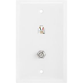 Cmple - Double RJ11 Connector with 6 Conductors Phone Wall Plate Jack 6P6C Telephone Dual Jack Wallplate with Screws