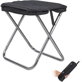 Portable Stool,Small Folding Stool,13" Aluminum Ultralight Backpacking Stool Suitable for Hiking and Long Queues,300 LBS Load (Black)