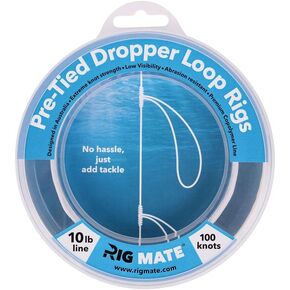 Pre-Tied Dropper Loop Rigs - 10 lb. Tested Fishing Line Spool - 100 Loops 15 Inches Apart with 4.5 Inch Loop Size - Perfect for Saltwater & Freshwater Fishing