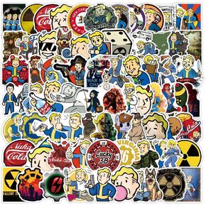 100PCS Fallout Merchandise Stickers, Cute Cartoon Fallout Game Merch Vinyl Waterproof Decal for Laptop Bumper Skateboard Water Bottles Computer Phone Stickers for Adult Teens Party Favors