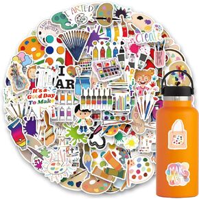 120Pcs Art Painting Stickers Paint Palette Stickers Paint Brushes Stickers Pigment Stickers Decals for Laptop Water Bottles Skateboard Luggage Computer Toy Phone. Gifts for Kids Girls Teens