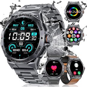 LIGE Military Smart Watch for Men(Dial&Answers),1.43" Always on Display Smartwatch for Android iOS with 400mAH,120+ Sports Modes,Heart Rate/Blood Pressure Tracker,Multifunction Smart Watch Space Grey