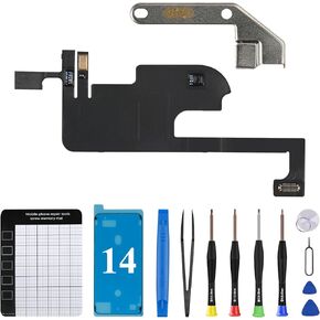 for iPhone 14 Earpiece Flex Cable Replacement for iPhone14 Proximity Sensor Ear Speaker Flex Cable Replacement with Full Repair Fix Tools Kit Magnetic Pad for A2649 A2881 A2882 A2883 A2884