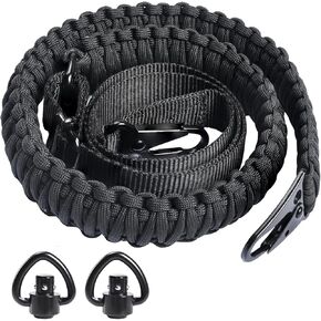 ELLEWIN Two Point Paracord Gun Sling with QD Sling Swivels Metal Hook Lock 550 Paracord Non-Slip Adjustable Length Extra Wide Strap Sling for Outdoor Hunting