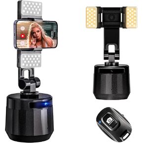 Auto Face Tracking Tripod 360° Rotation,No APP, Auto Tracking Phone Holder with Remote Rechargeable Phone Camera Mount for TIK Tok, Vlog, YouTube Video (Black)